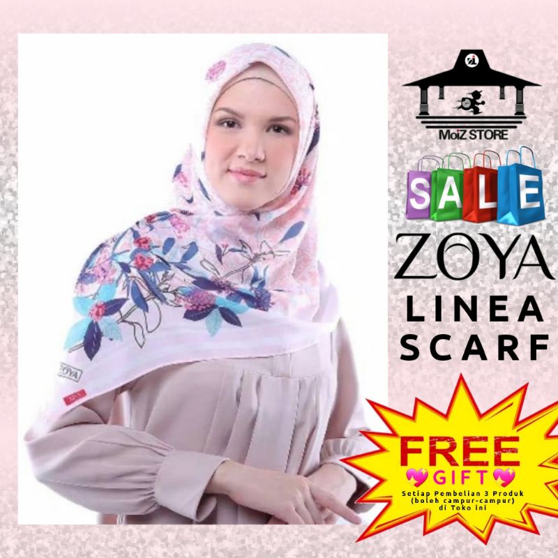 Zoya Linea Kerudung Hijab Jilbab Scarf Segi Empat Polos Premium Zoya