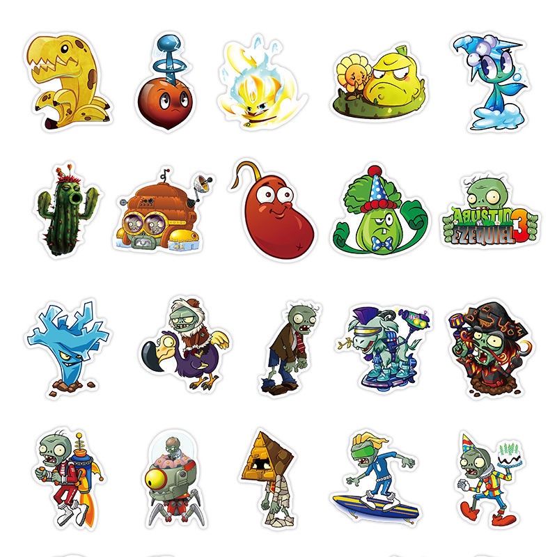 100 buah Plants vs Zombies bagasi stiker lucu kartun gitar kulkas ipad komputer stiker koper stiker