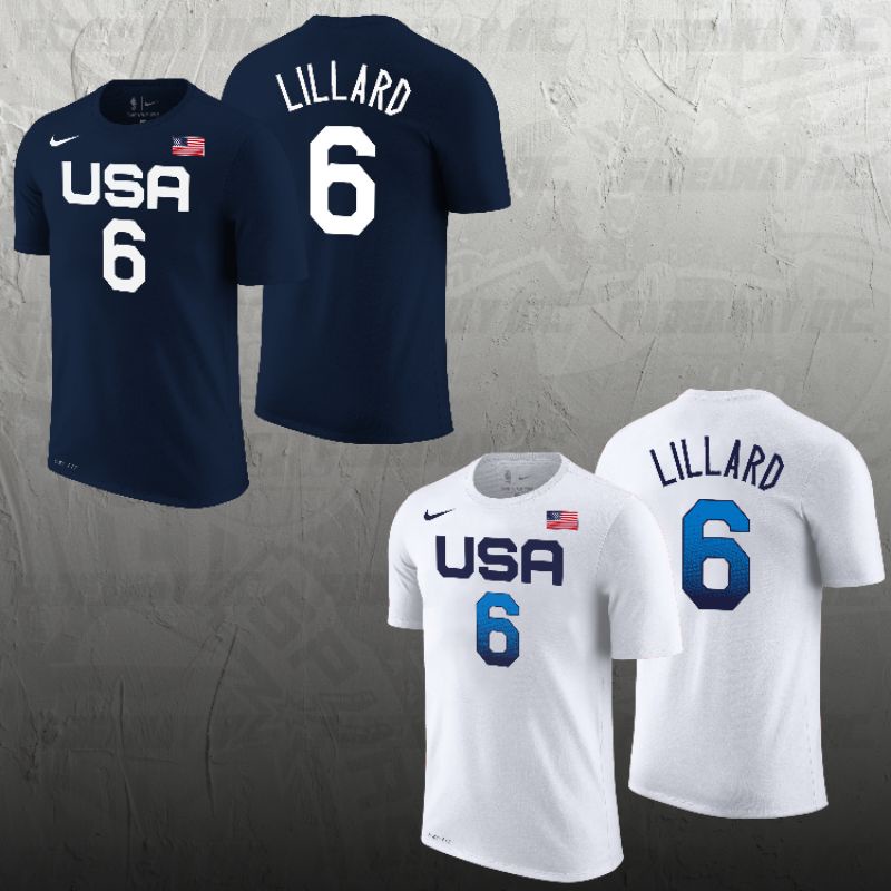 Tshirt - Baju Kaos Fashion Basket Nike USA Basketball Nomor 6 Damian Lillard