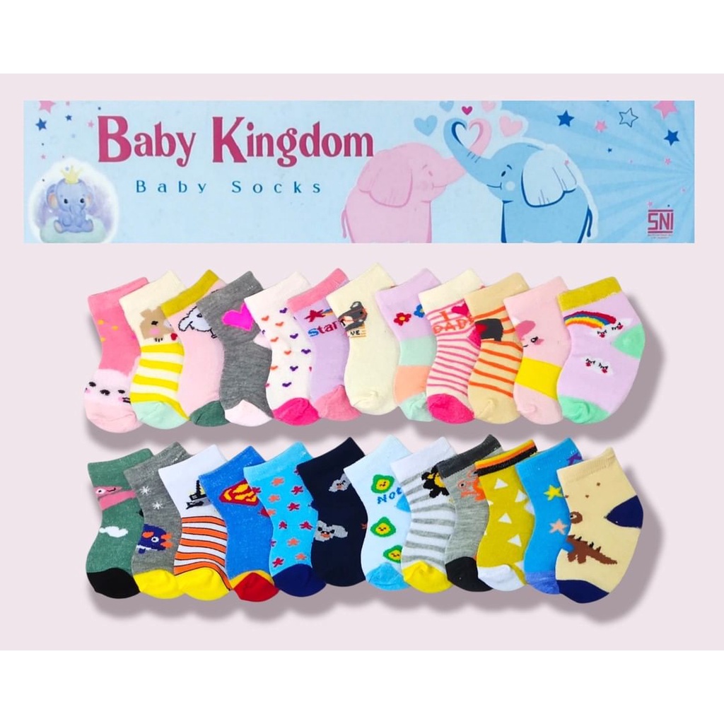 PROMO MURAH 3 Pcs Kaos Kaki baby KINGDOM newborn size 0-6 Bulan