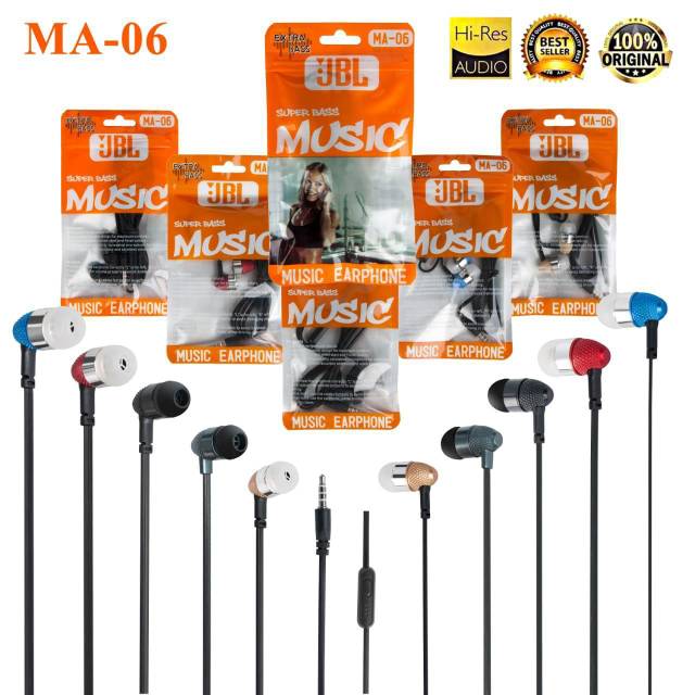 HEADSET HANDSFREE JBL MA 06 PLUS MIC SUPER BASS