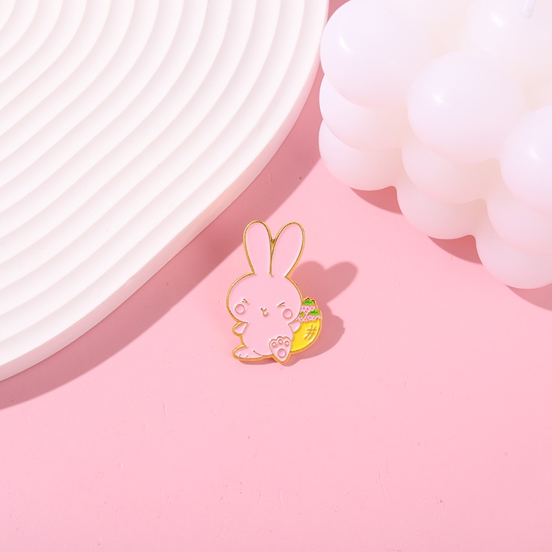 Cartoon Pink Rabbit Pin Cute Animal Badge Brooch Lapel Pin Gift for Friend