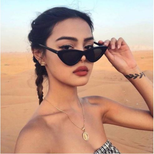 TJM VZ027 Kacamata Segitiga Kacamata Korean Hitam Ulzzang Triangle Vintage Cat Eye Sunglasse