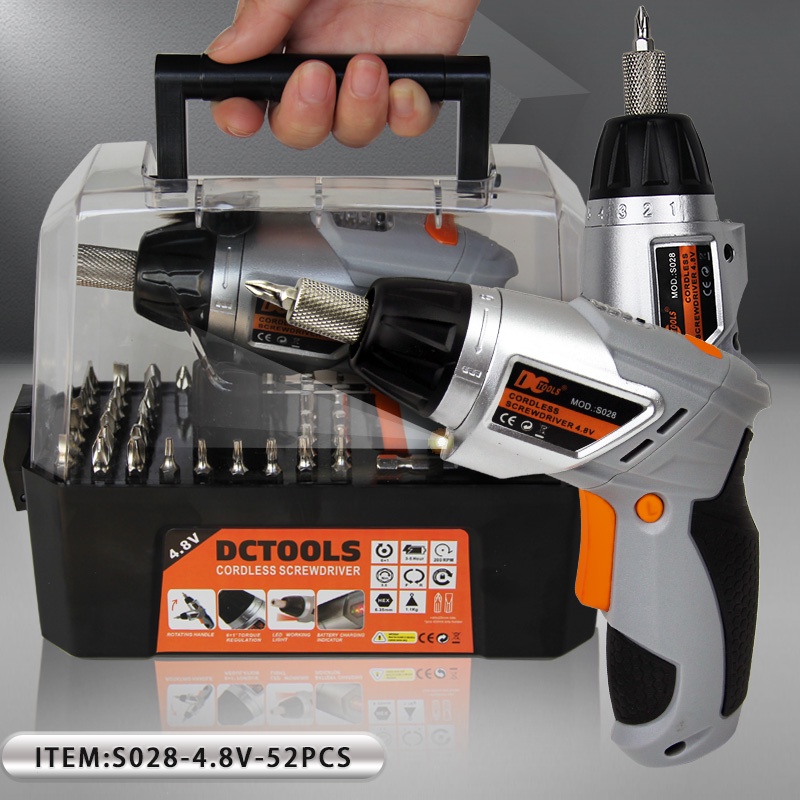 DC Tools Obeng Listrik Cordless Screwdriver 4.8V 52 in 1 - S028 - Silver