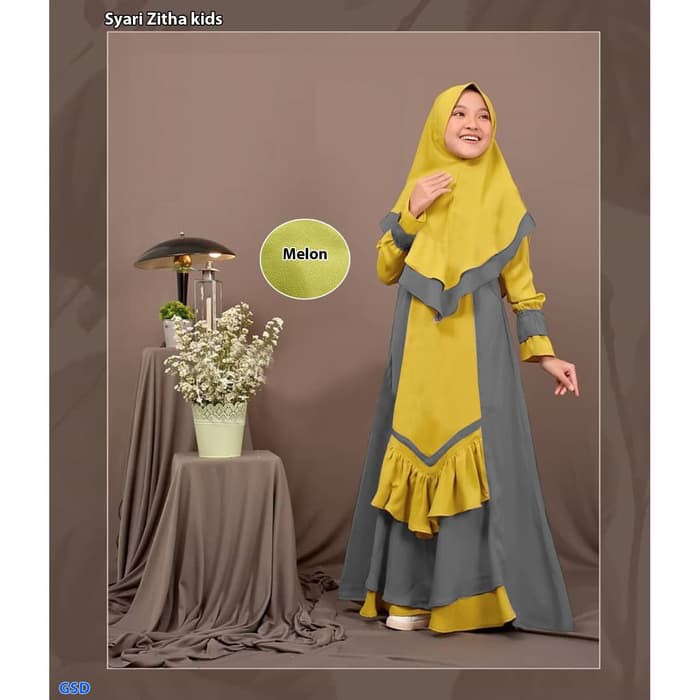 Baju Muslim Gamis Anak Remaja Terlaris Couple Toyobo Fudo Polos S 3908DR Syari Zitha Kids /Baju Musl