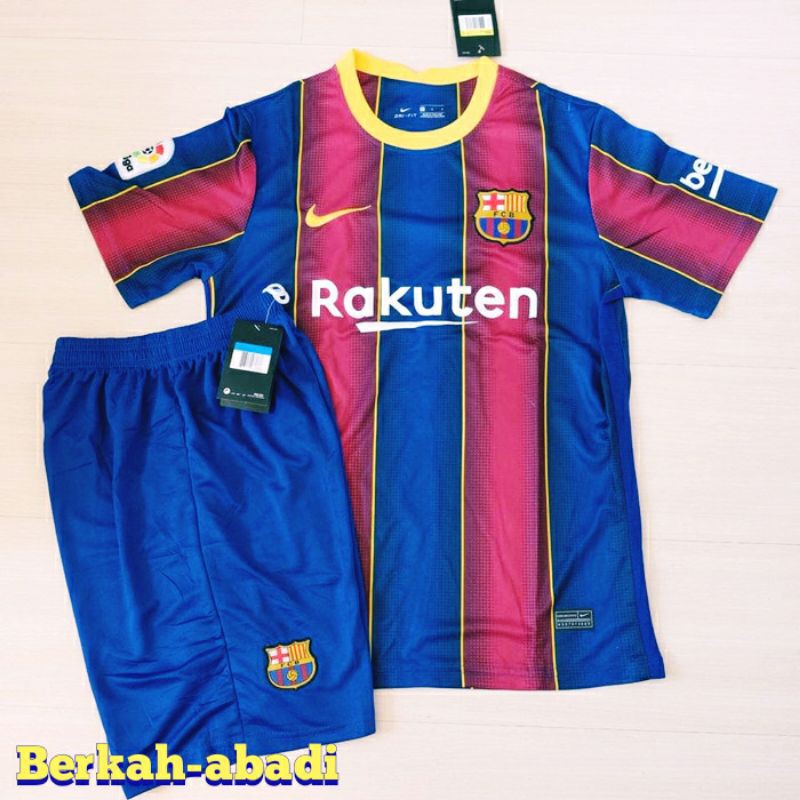 SETELAN JERSEY BOLA KAOS BOLA ANAK-KIDS BARCELONA. BARCA HOME 2020/2021 GRADE ORI IMPORT TERBARU