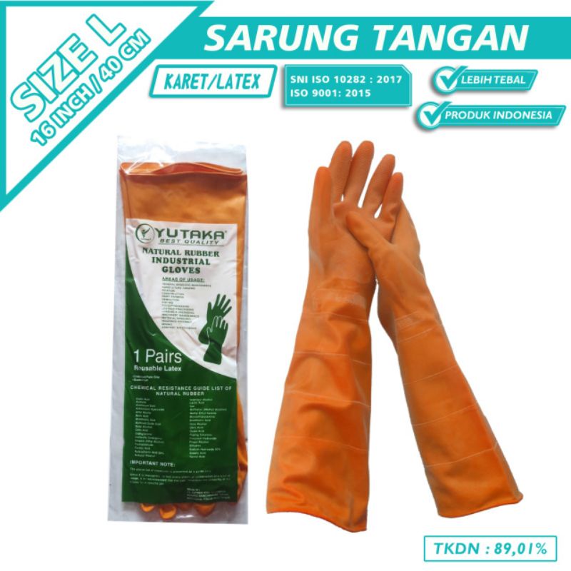 TERMURAH SARUNG TANGAN KARET / TERLARIS SARUNG TANGAN CUCI PIRING 16 INCH ORANGE