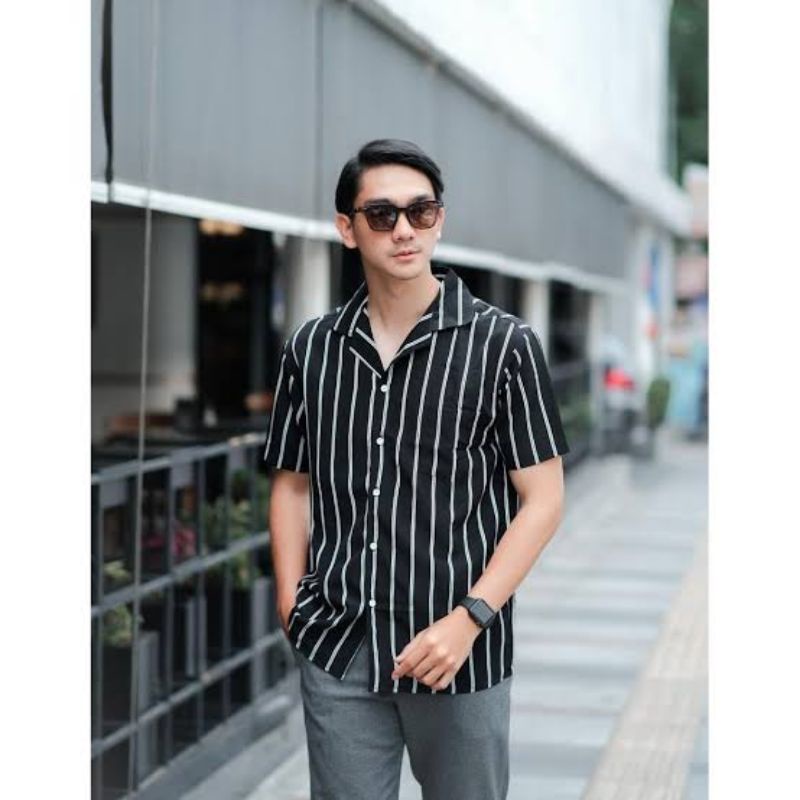 Kemeja Salur Pria Stripe Premium Cowok Cewek