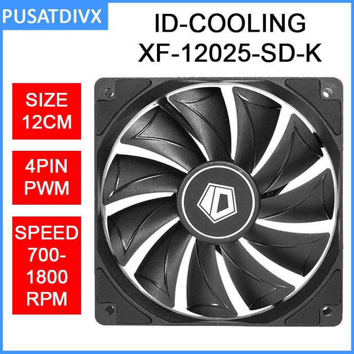 BANTING HARGA ID COOLING XF-12025-SD-K XF 12025 SD K 12cm 120mm PWM Kipas Casing Fan