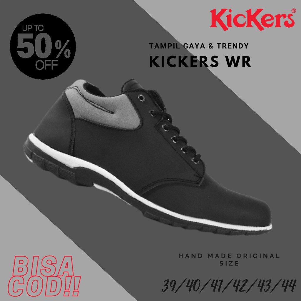 Sepatu Kasual Pria Kickers WR Hitam Formal Kerja Kantor Fashion Cowok Kikers - Bayar Di Tempat COD