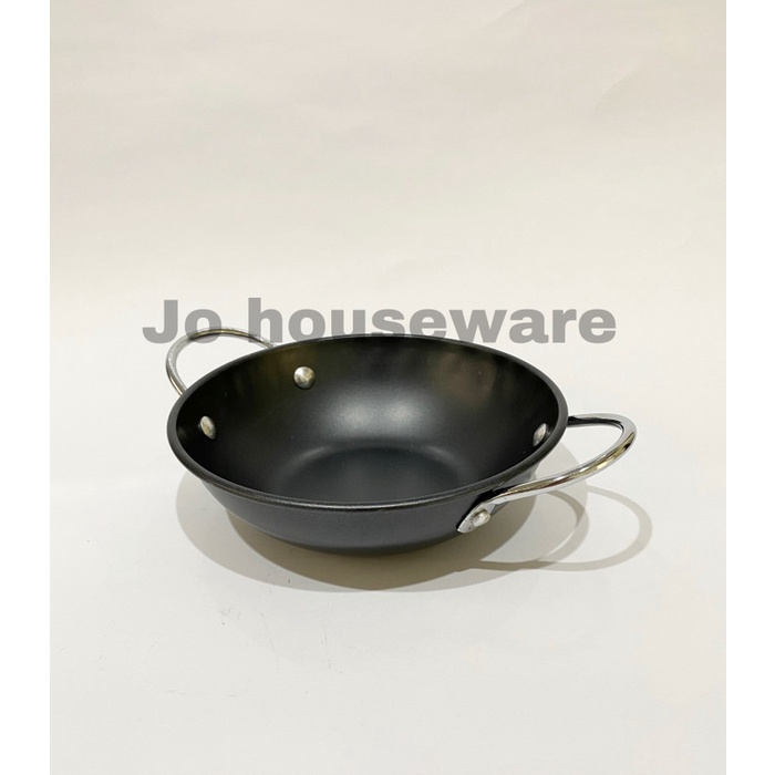 Kuali teflon hitam wok kuping mini wajan anti lengket premium G15-16 Stok Terbatas