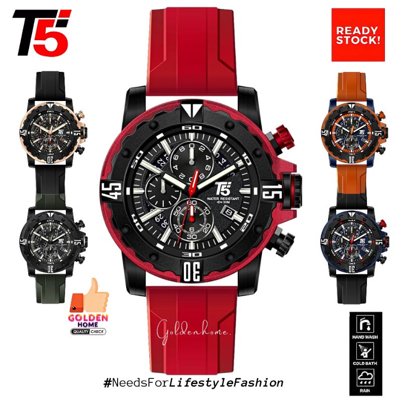 SALE JAM PRIA T5 ORIGINAL 100% H3757 3757 H3757G CHRONOGRAPH FREE GIFT/HADIAH TAHAN AIR 3ATM BERGARA