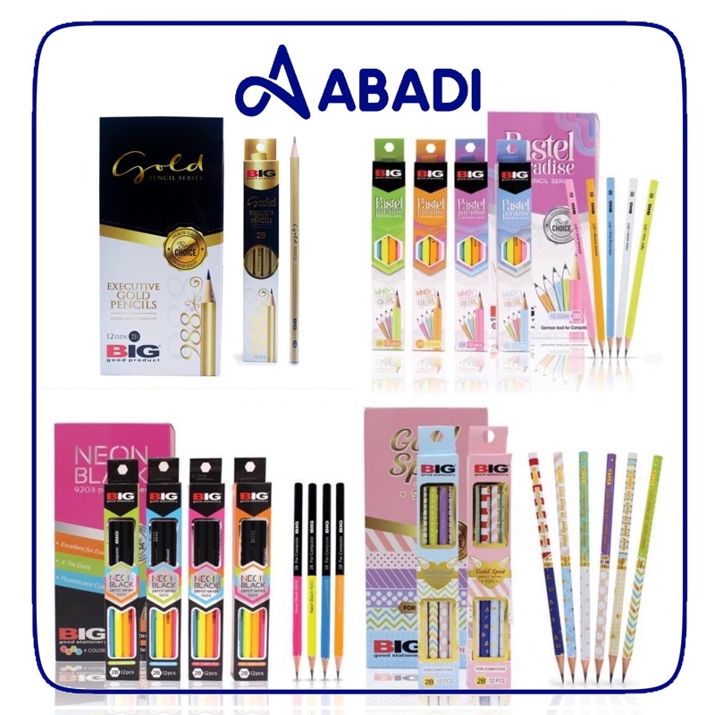 

PENSIL KAYU 2B BIG (ISI 12 PCS) GOLD PASTEL NEON