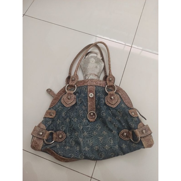 Tas Guess denim & kulit ular 100% original preloved