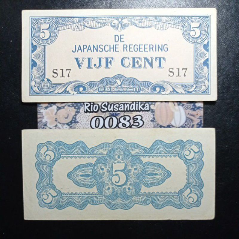 Uang Kertas Kuno Indonesia Sebelum Merdeka 5 Sen Seri De Japansche Regeering th 1944