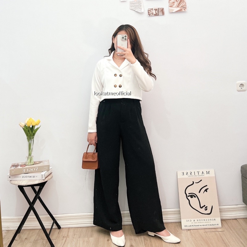 Lookatmeofficial • Mandy Blazer Crop Office Bahan Scuba Premium