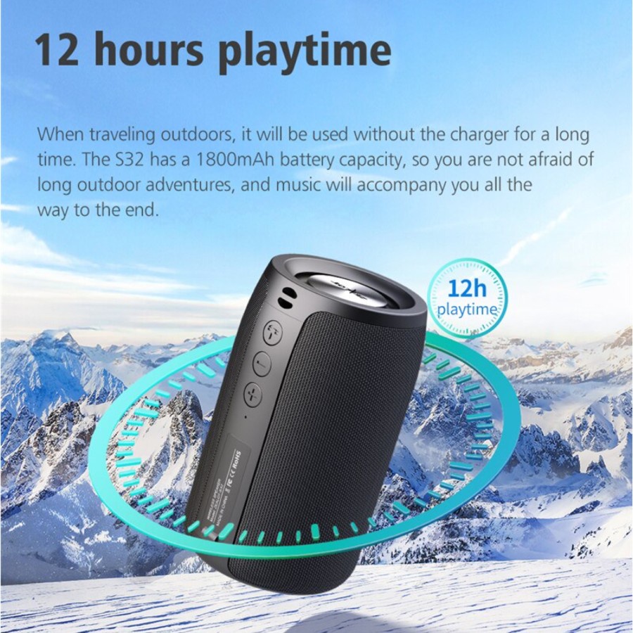 Zealot S32 TWS Bluetooth Portable Speaker Outdoor WATERPROOF 3D Hi-Fi