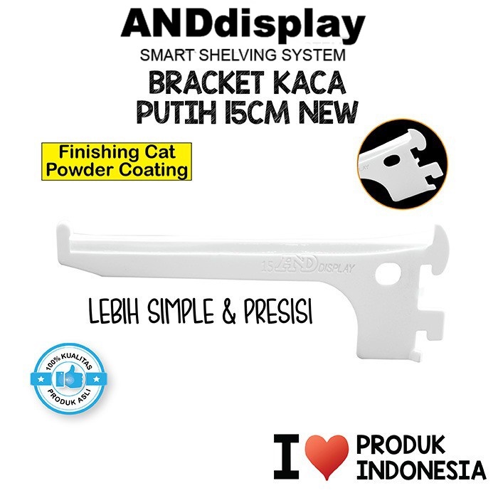 DAUN BRACKET KACA 15CM PTH NEW AMBALAN SIKU PENYANGGA RAK BRAKET