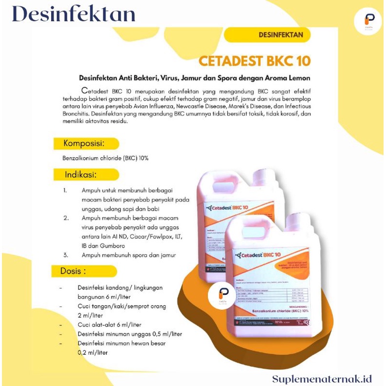 Desinfektan untuk PMK (CETADEST BKC 10)