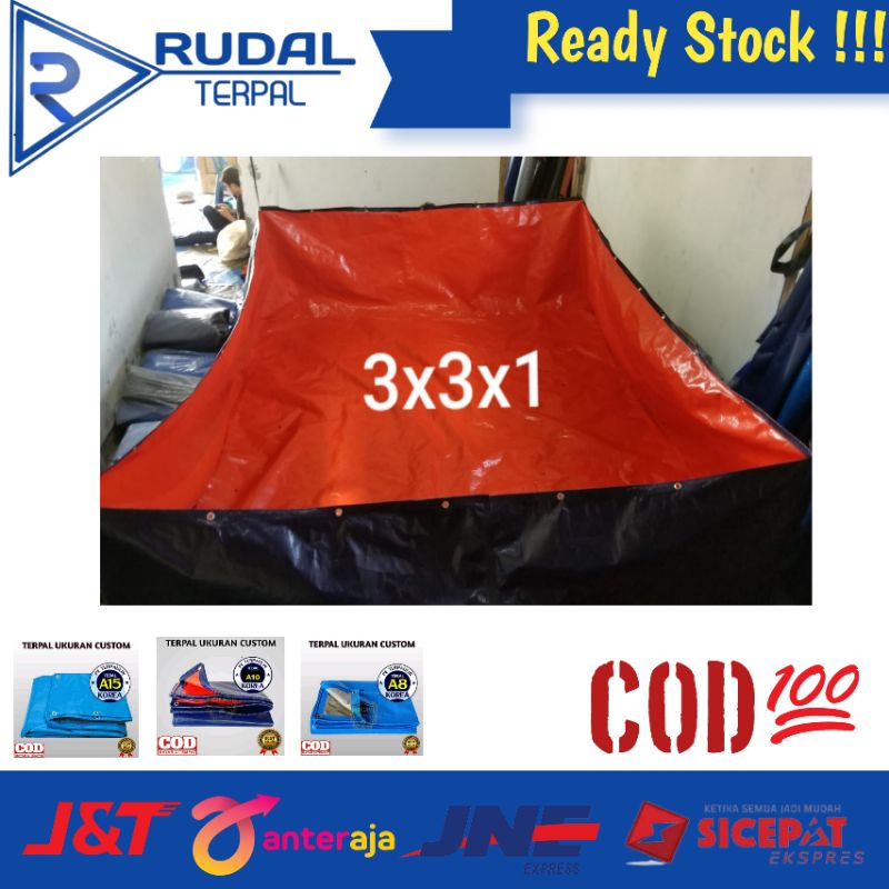 kolam terpal kotak 3x3x1