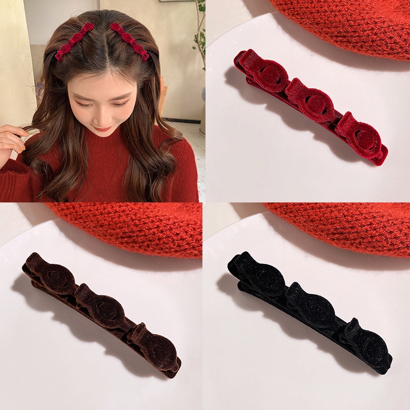 Jepit Rambut Flocking Hair Clip Side Hiasan Kepala Artefak Rambut Korea Fashion Import ready stock Murah Musim Gugur Dan Musim Dingin