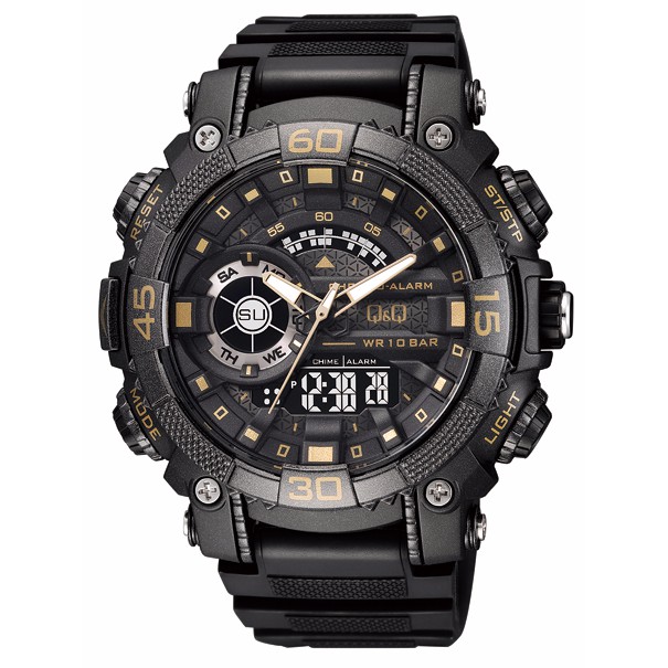 Q&Q QQ Analog Digital Jam Tangan Pria Hitam GW87J004Y Original