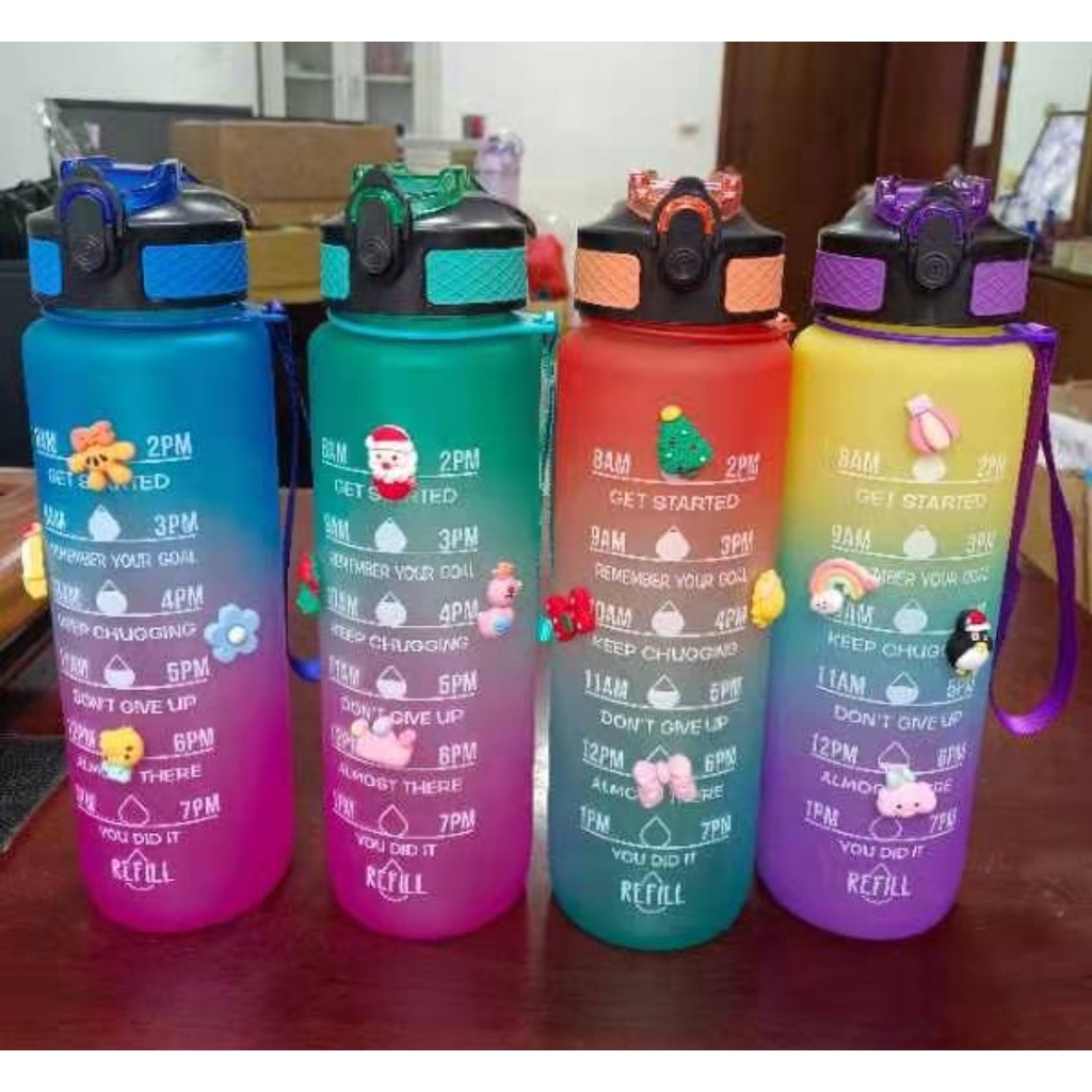 BOTOL MINUM PELANGI 1LITER BOTOL VIRAL RAINBOW SPORT BOTOL MOTIVASI