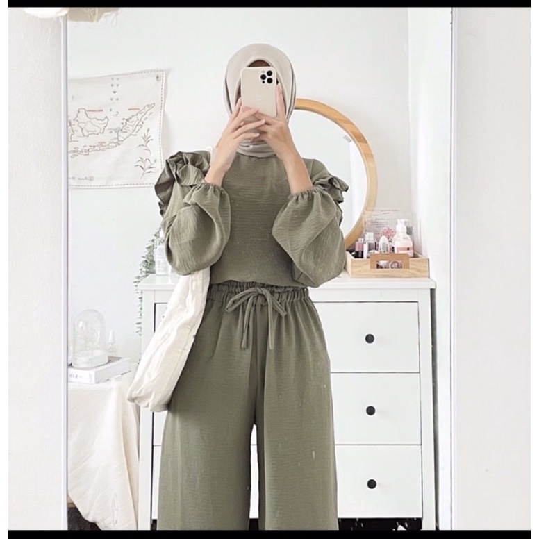 SETELAN RUBY CRINKLE SEMI KULOT/SETELAN CRINKLE WANITA TERBARU