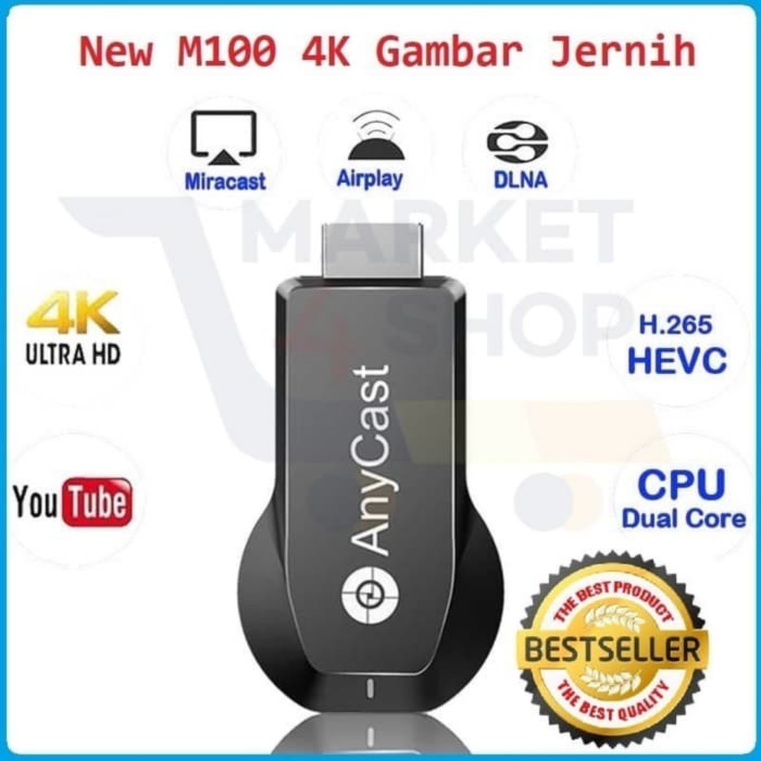 Anycast M100 4K HD Wifi Display TV Dongle Wireless HDTV Dongle Ezcast 4K HD