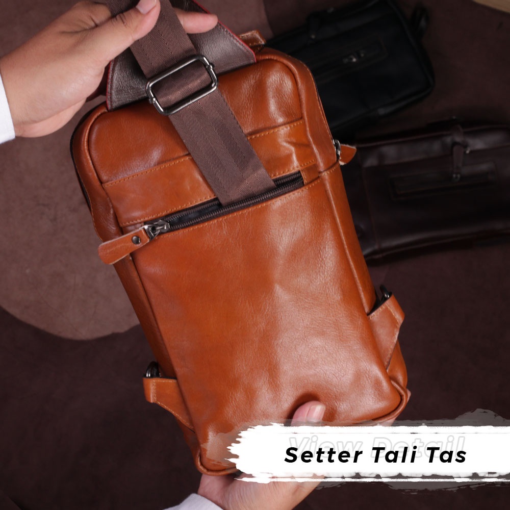 Tas Selempang Pria Ransel Kulit Sapi Asli Tas Slempang Pria Kulit Sling Bag Pria Berbahan Kulit Sapi Asli TP03 KUALITAS TERJAMIN MEMUASKAN