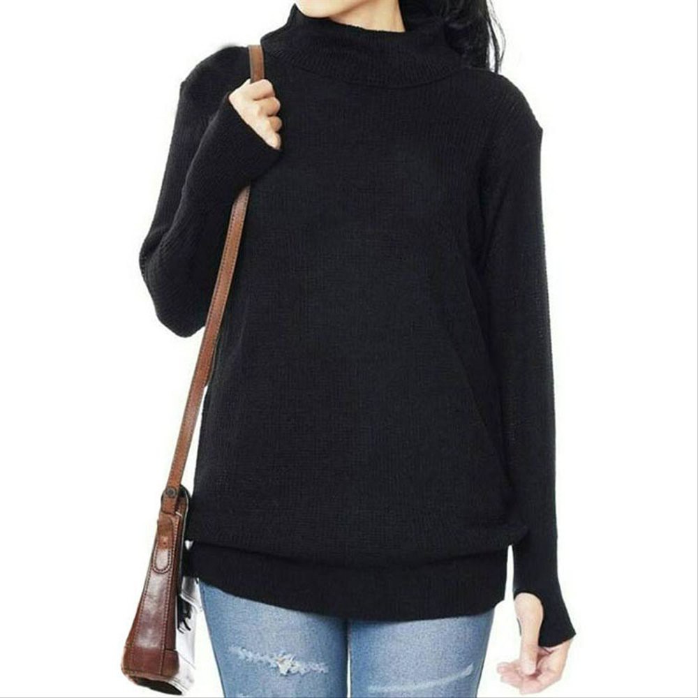 Sweater Rajut Polos Sweater Murah Tebal Knit - Roundhand Turtleneck Murah