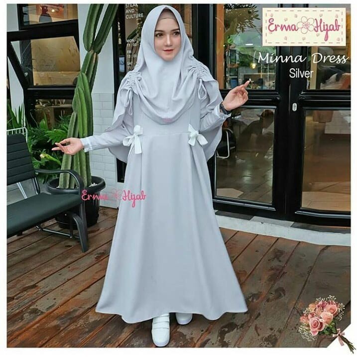 MINNA SYARI Wolfis (Free Hijab / Khimar) Gamis Muslim Baju Panjang Stelan Syari Polos