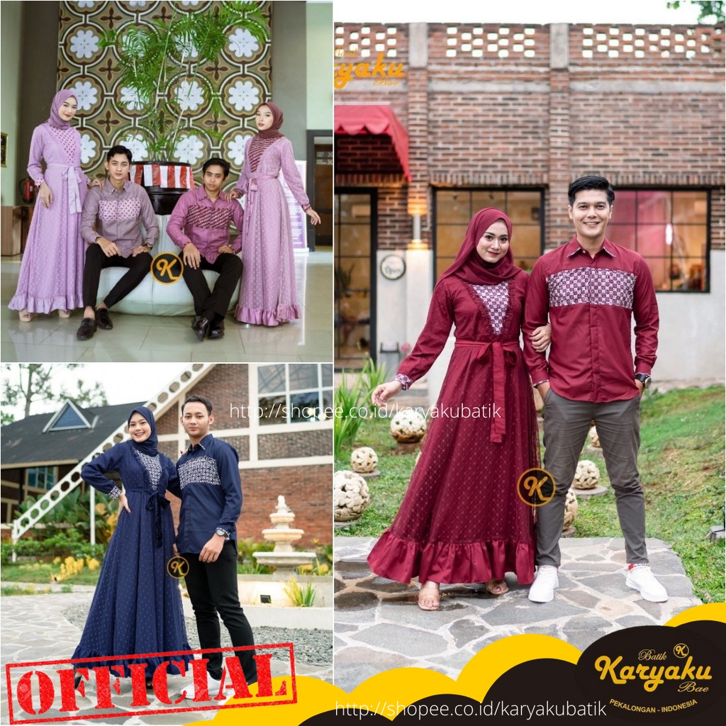 Baju Couple Pasangan Terbaru 2021 Batik Gamis Kebaya Kapel Keluarga Suami Istri Batik Kondangan