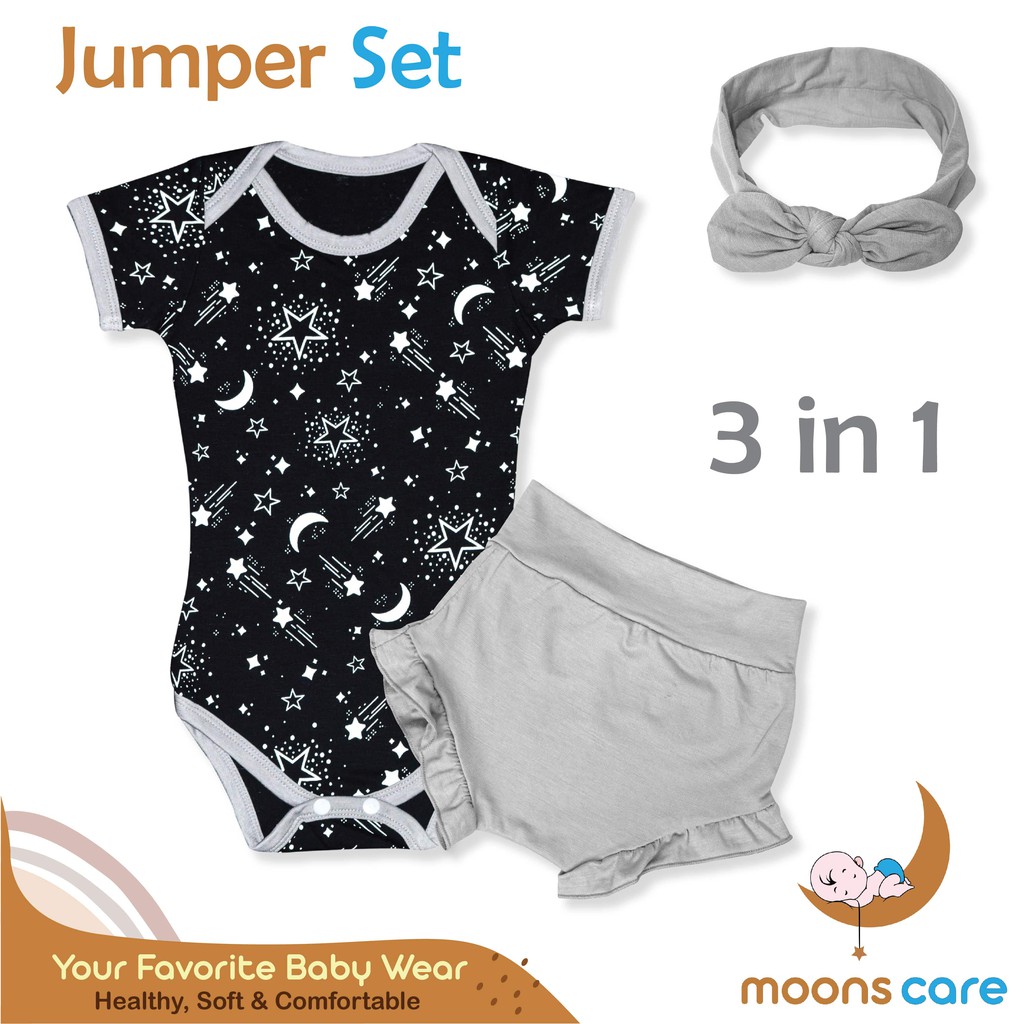 Set Premium Jumper Pendek 3in1 MOONS Jumper Set MOONS Jumper Pendek + Celana + bandana Jumper Moti