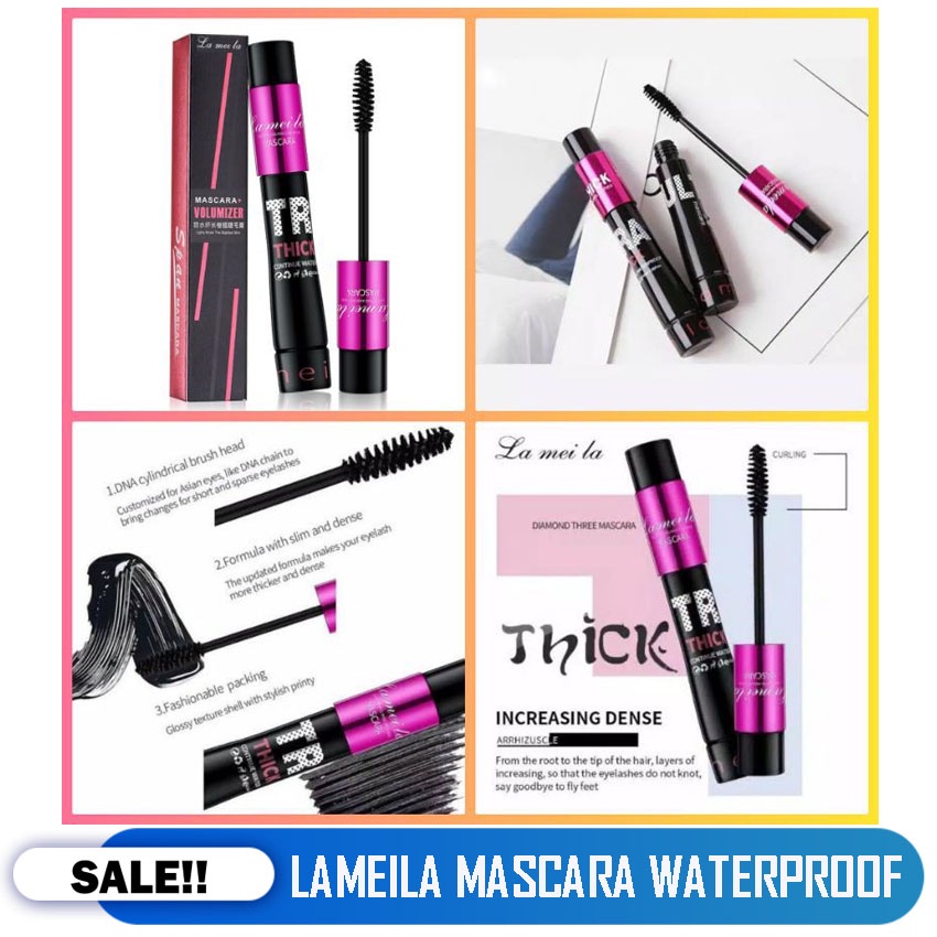 BISA COD - MASKARA ANTI AIR LAMEILA VOLUMIZER THICK CONTINUE FIBER EYELASH PRIMER WATERPROOF