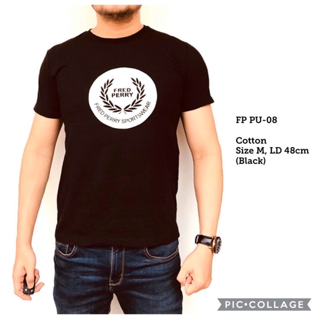 Manwarehouse - Fredperry PU-00 kaos hitam putih murah import grosir baju cowok jakarta
