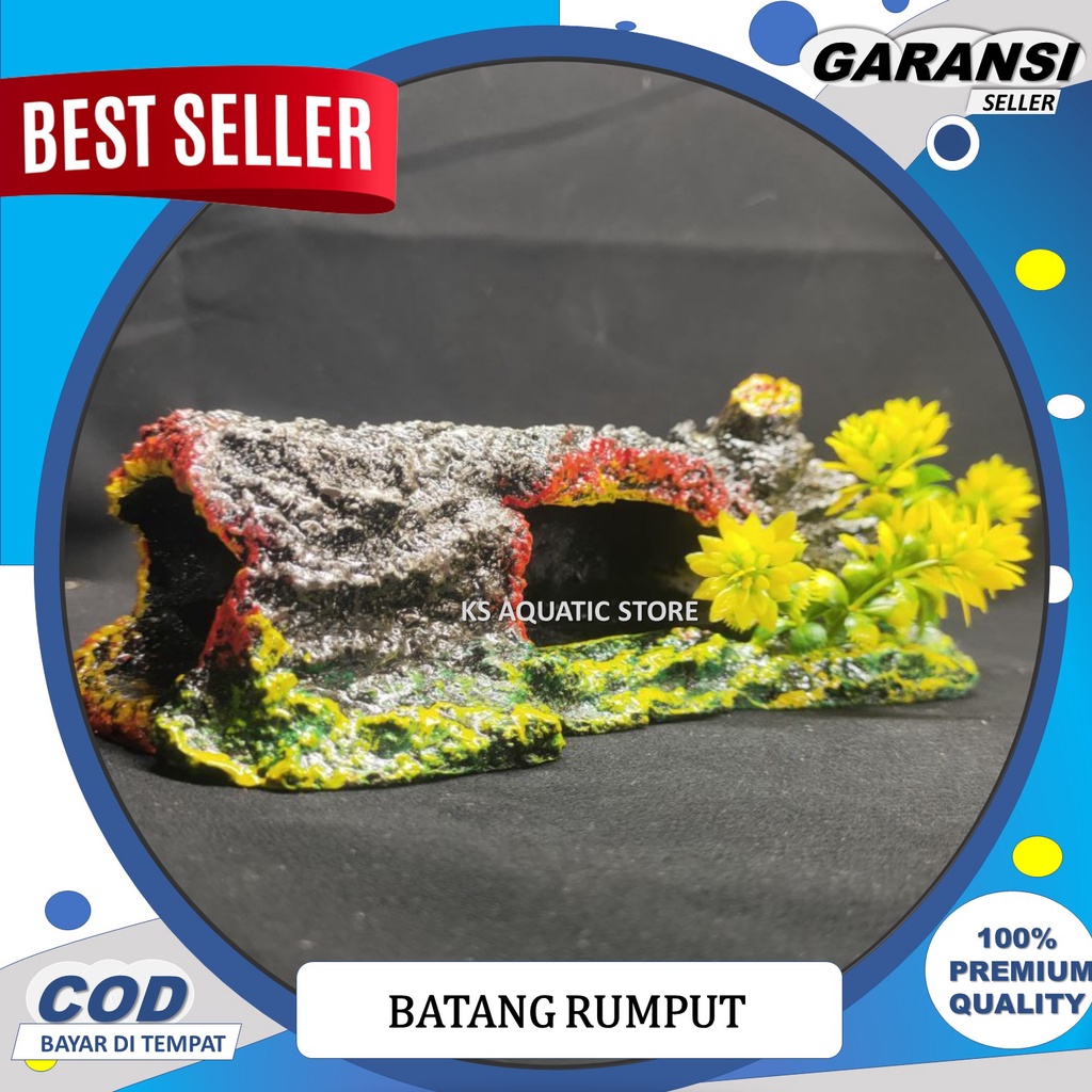 Hiasan Aquarium Terowongan Rumput Ikan - Hiasan Akuarium Terowongan Batang Pohon Daun