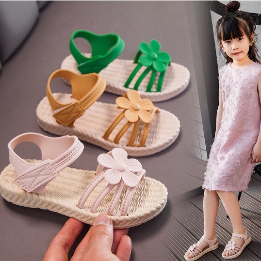 Sandal Tali Anak Perempuan Casual Bunga Import Size 24-35