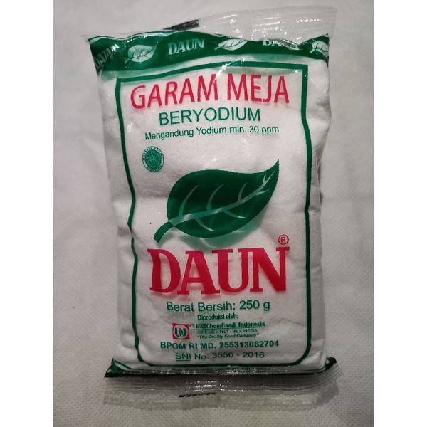 

Garam Meja Merk Daun Kemasan 250gr