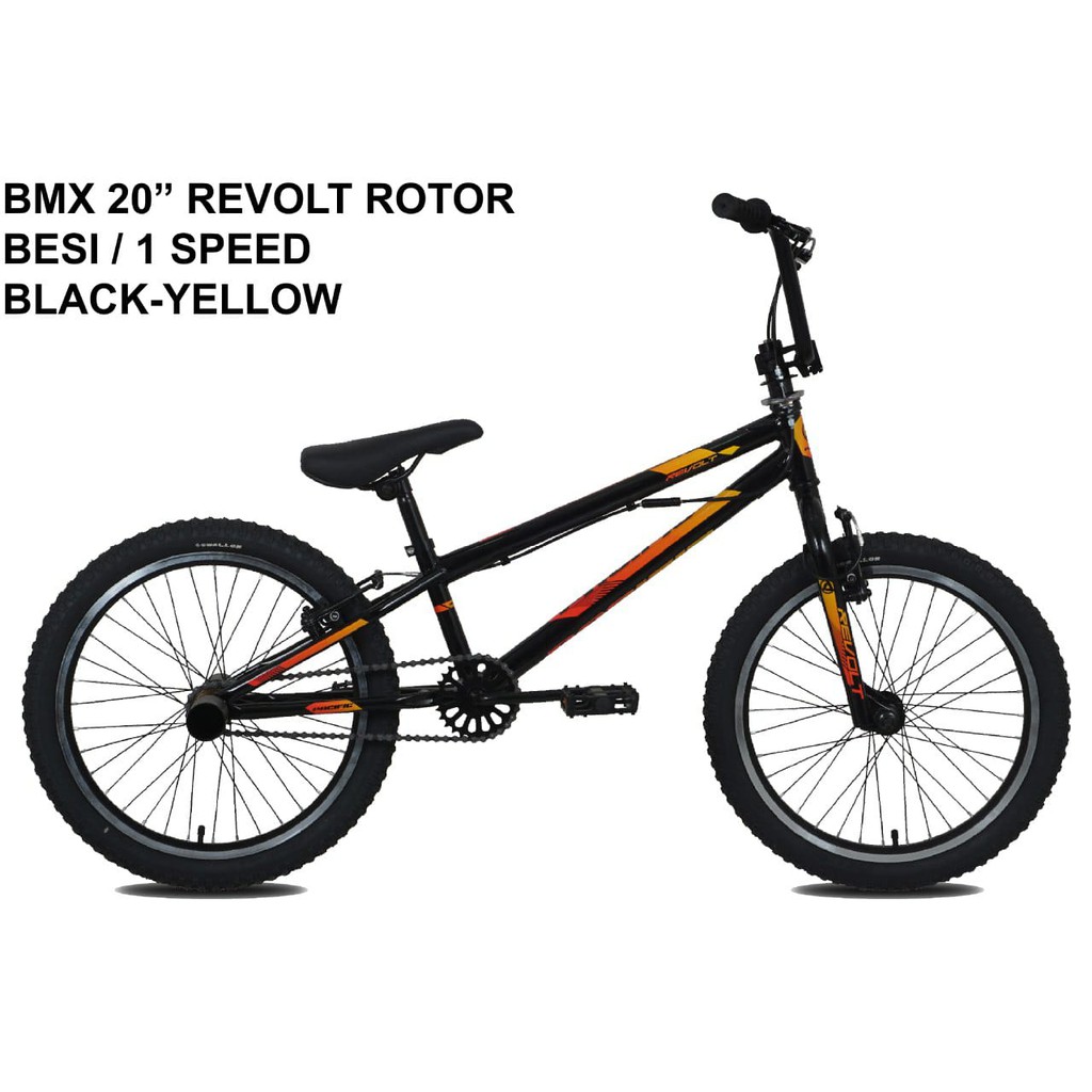 SEPEDA BMX PACIFIC -Revolt Rotor Besi 20 inch 1 Speed: warna -> BLACK-YELLOW