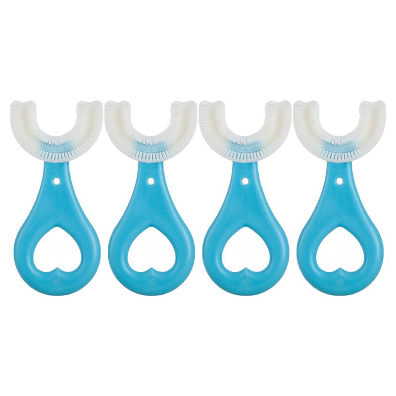 4pcs Sikat Gigi Anak Bentuk U Bahan Silikon / Training Toothbrush / Tooth Brush Baby Silicon type U Sikat Gigi Anak Sikat-4pcs Biru(2-6 Tahun)