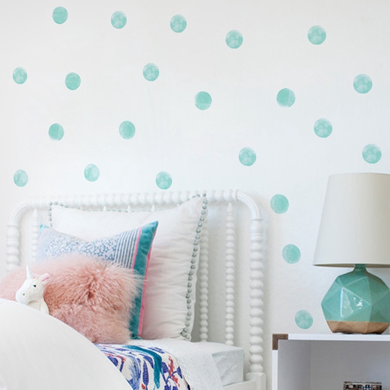 Creative Simple Removable Green Polka Dot PVC Wall Sticker for Kindergarten Bedroom Decoration 20x30cm