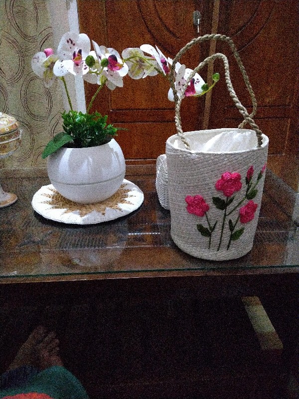 Plismate Enceng Sulam Rajut Bintang/walldecor Dia 28cm