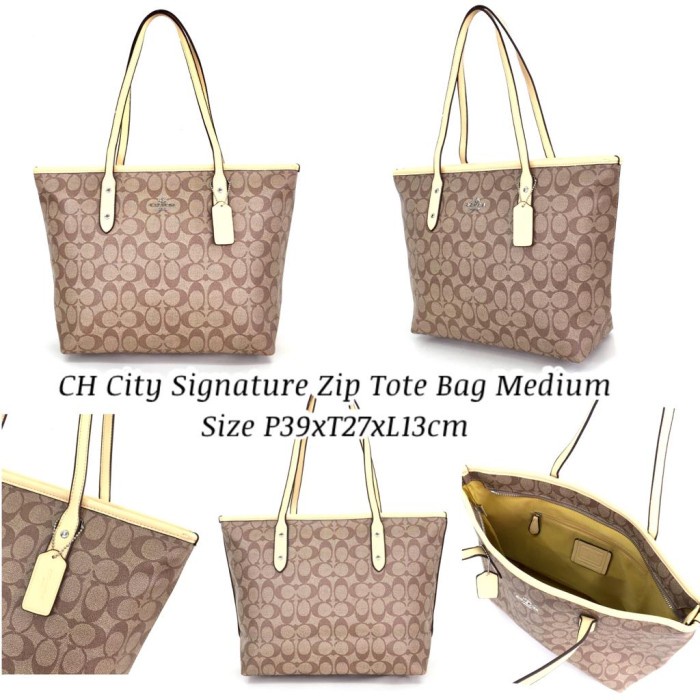 Tas Wanita COACH City Signature Zip Tote Bag Medium - E
