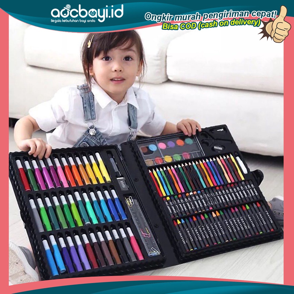 ☀ACCBAYI☀ ACC0087 Crayon Set 150 Pcs Art Set Peralatan Gambar Lukis Isi 150 Pensil Warna Krayon Set