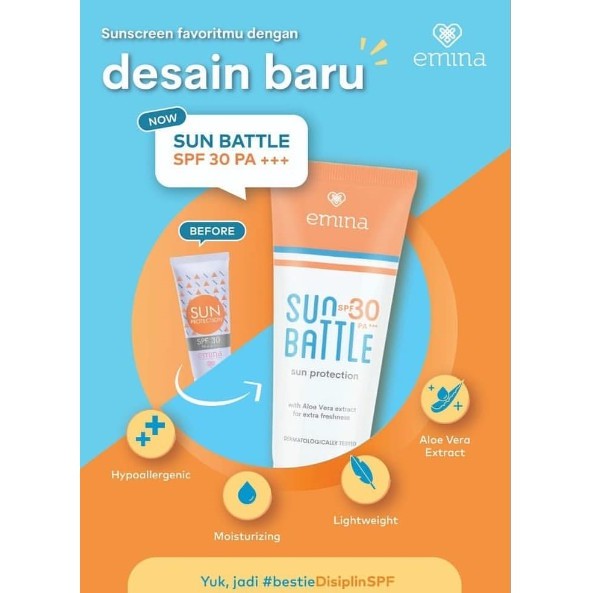 EMINA SUN BATTLE SPF 35 PA+++ 50ml (NEW PACKAGING)