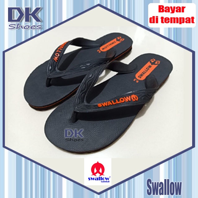 Swallow Sandal Hitam Jepit Karet Pria Wanita Sandal Rumah 9.5 - 11 / Sandal Wudhu / Sandal Karet