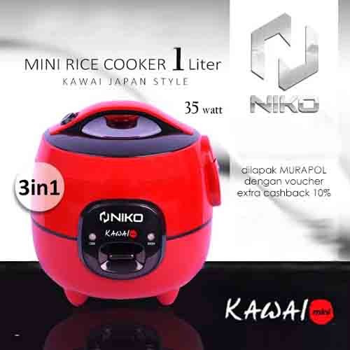 NIKO Mini Rice Cooker Kawai [1L] - Merah MK-10 Murah