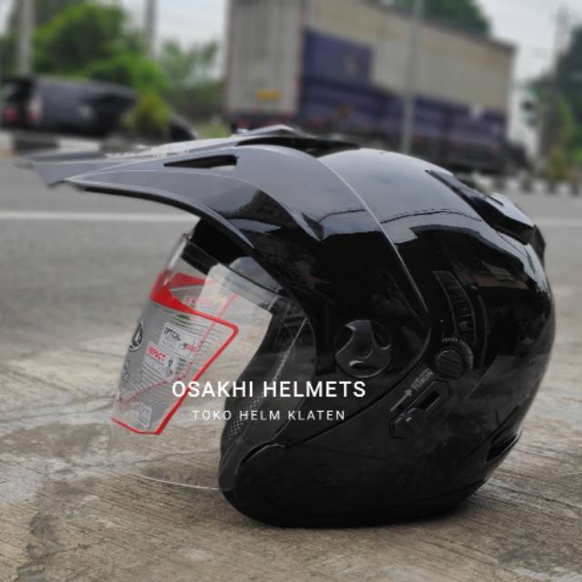 Helm SemiCross SHEL Black ADV Beat X-Ride Motorcross Trail Supermoto SNI Double Visor
