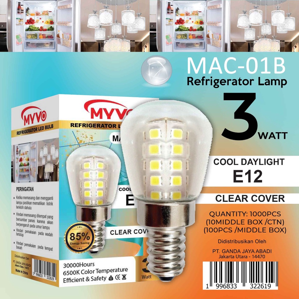 MYVO LAMPU LED KULKAS 3 WATT E12